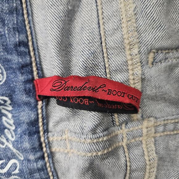 Guess Daredevil Boot Cut Jeans Embellished Pockets Dark Wash Denim Size 30 - Picture 10 of 14